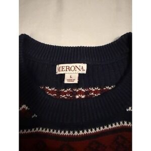 Vintage Merona Sweater L Navy Fair Isle